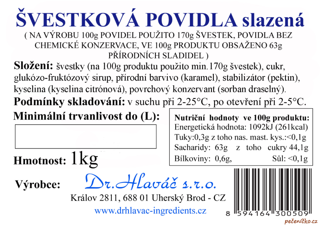 Švestková povidla 1 kg