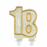 Svíčka narozeninová číslice zlatá  18