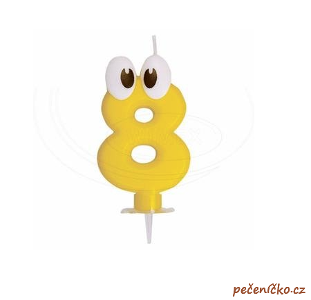Dortová svíčka žlutá číslice 8