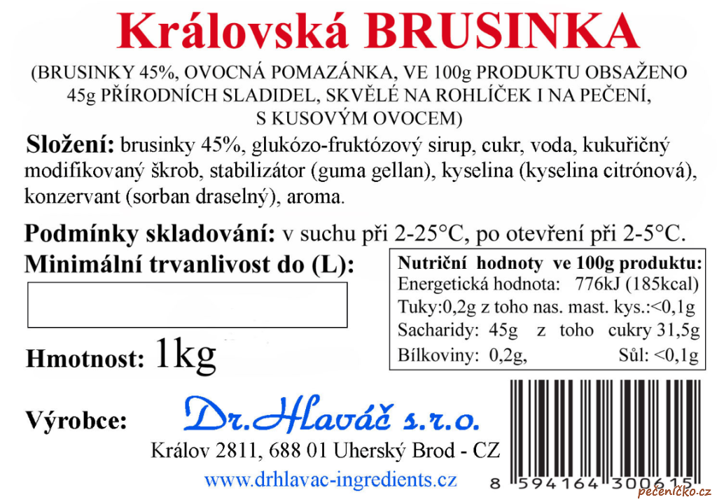 Džem královská brusinka   1 kg