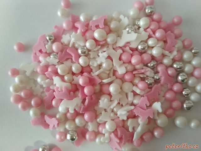 Cukrové dekorace mix bílo - růžový   60 g