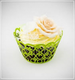Košíčky na cupcakes  12 ks  zelené - květiny