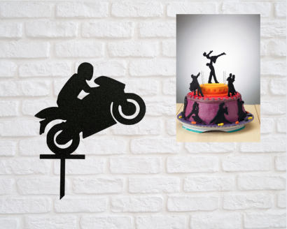 Silueta - zápich na dort motorkář