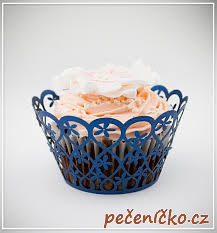 Košíčky na cupcakes  12 ks  modré - květiny