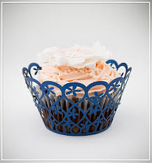 Košíčky na cupcakes  12 ks  modré - květiny