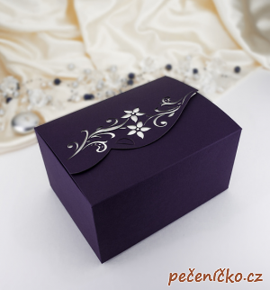 Krabička s květinami a kamínky fialová 10 ks