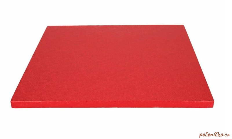 Podložka dortová čtverec červený 30,3 x 12 mm