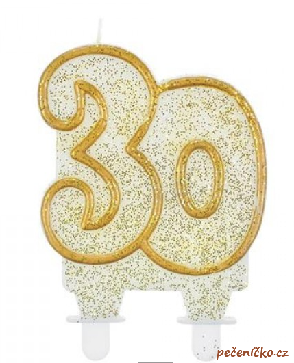 Svíčka narozeninová číslice zlatá  30