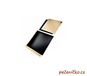 Podložka dortová zlatá/ černá čtverec  35x 35 cm