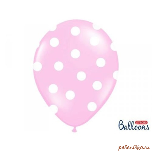 Balonek světle růžový s puntíky  1 ks