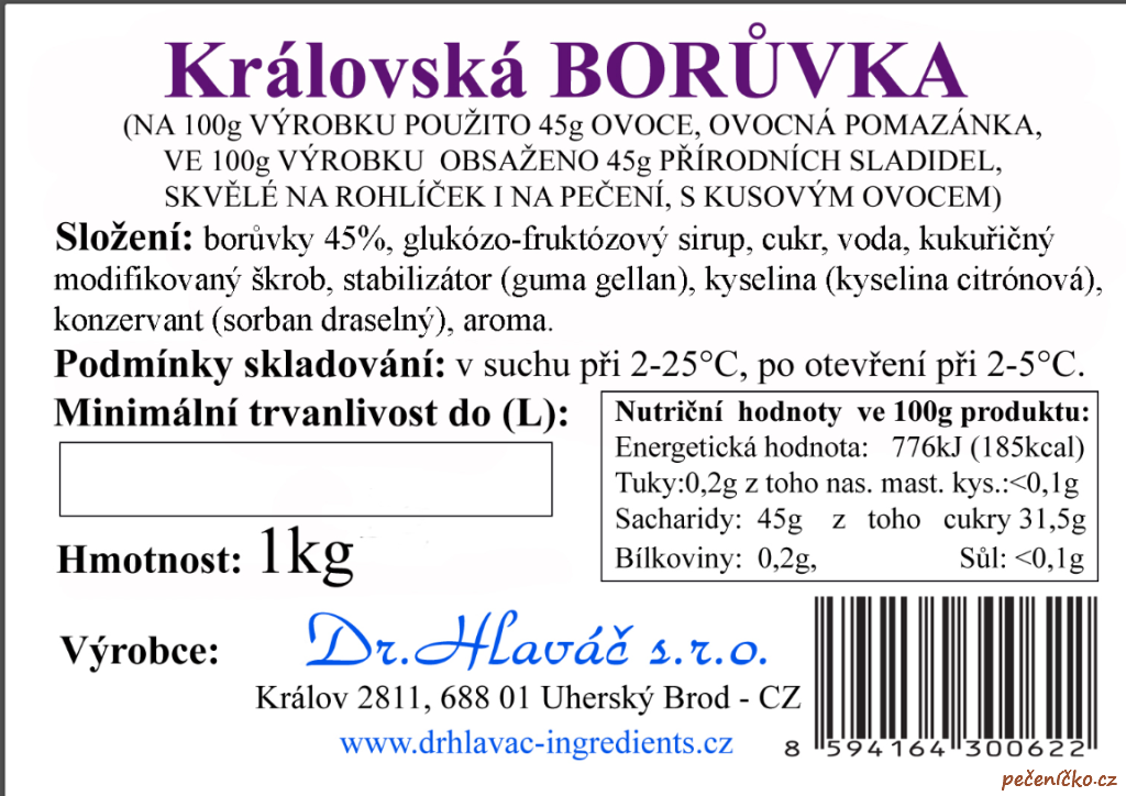 Džem královská borůvka  1 kg