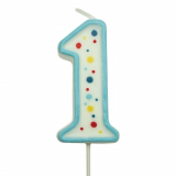 Svíčka na dort modrý puntík  1