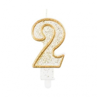Svíčka narozeninová číslice zlatá  2