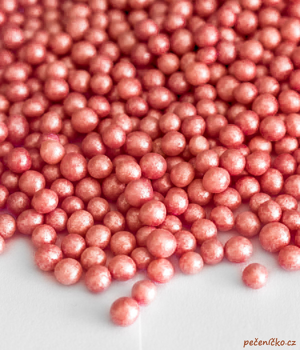 Cukrové perly perleťově červené