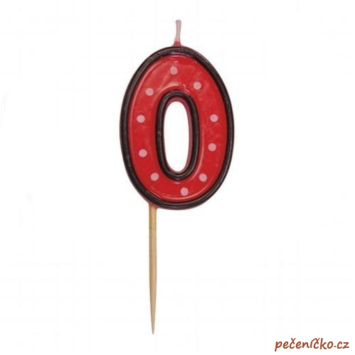 Svíčka  na dort červená puntík  0