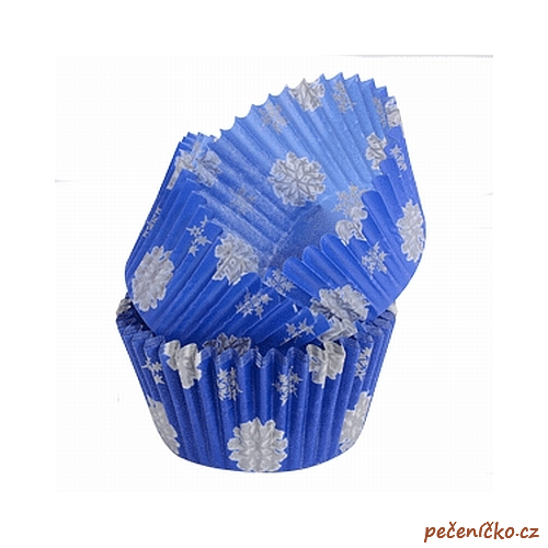 Papírové košíčky modré - vločky