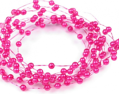 Růžové perleťové perličky na vlasci 1 m