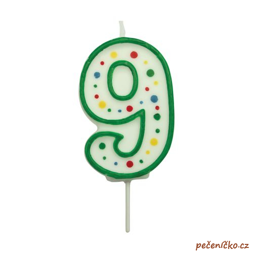 Svíčka na dort zelená puntík  9