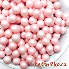 Cukrové perly perleťové růžové