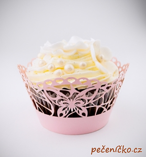 Košíčky na cupcakes  12 ks  růžové - motýl