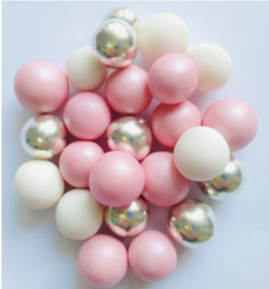 Cukrové velké perly s ořechem pink mix
