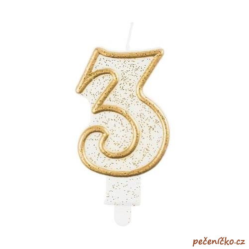 Svíčka narozeninová číslice zlatá  3