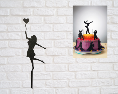 Silueta - zápich na dort dívka s balonkem